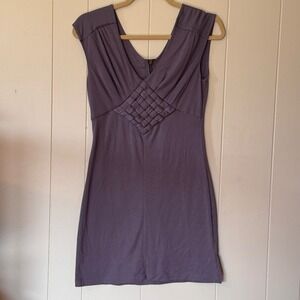 Lush Womens Purple Woven Lattice Front‎ Bodycon Mini Dress Shirt  Medium